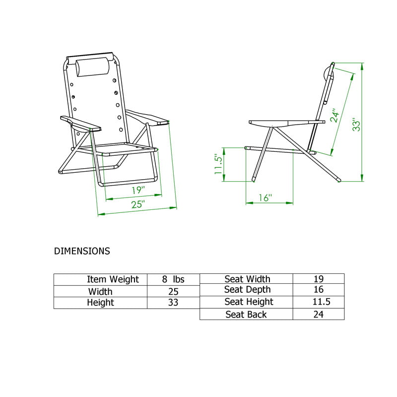 Lay Flat Ultimate 5 position Aluminum Folding Backpack Beach Chair for Adults with Integrated Cooler Pouch and Backpack Straps