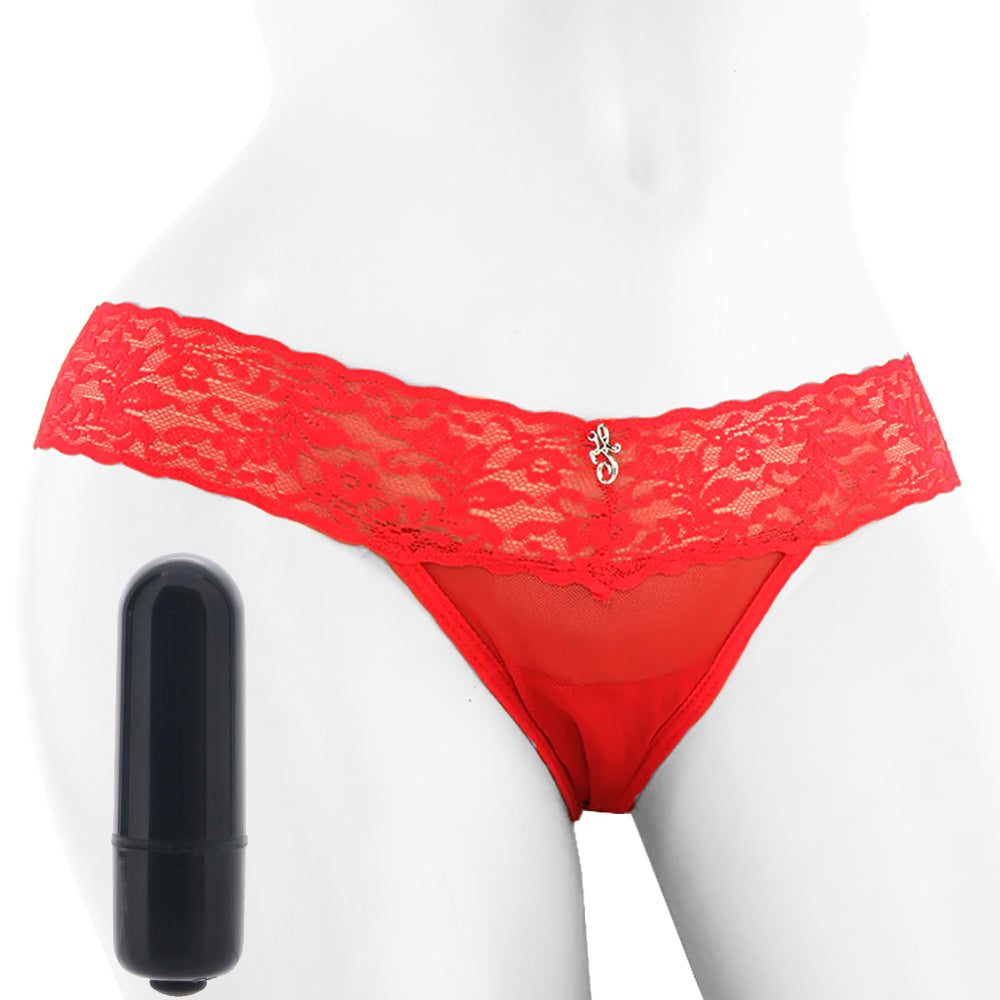 Vibrating Panties with Hidden Vibe Pocket Red in M/L