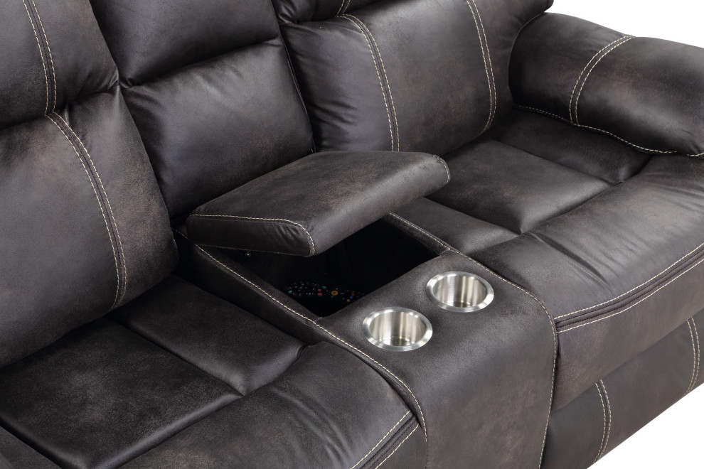 Kimberly Reclining Loveseat  Dark Graphite   Contemporary   Loveseats   by Lorino Home  Houzz