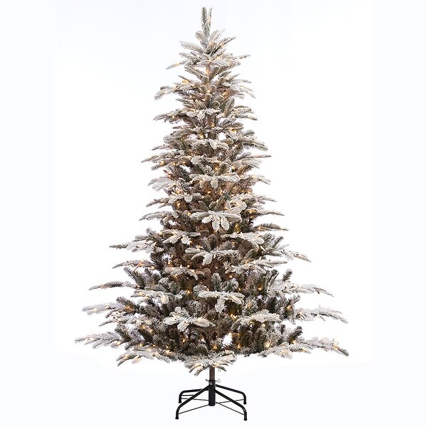 6.5' Full Flocked Aspen Fir Artificial Christmas Tree，Clear Lights