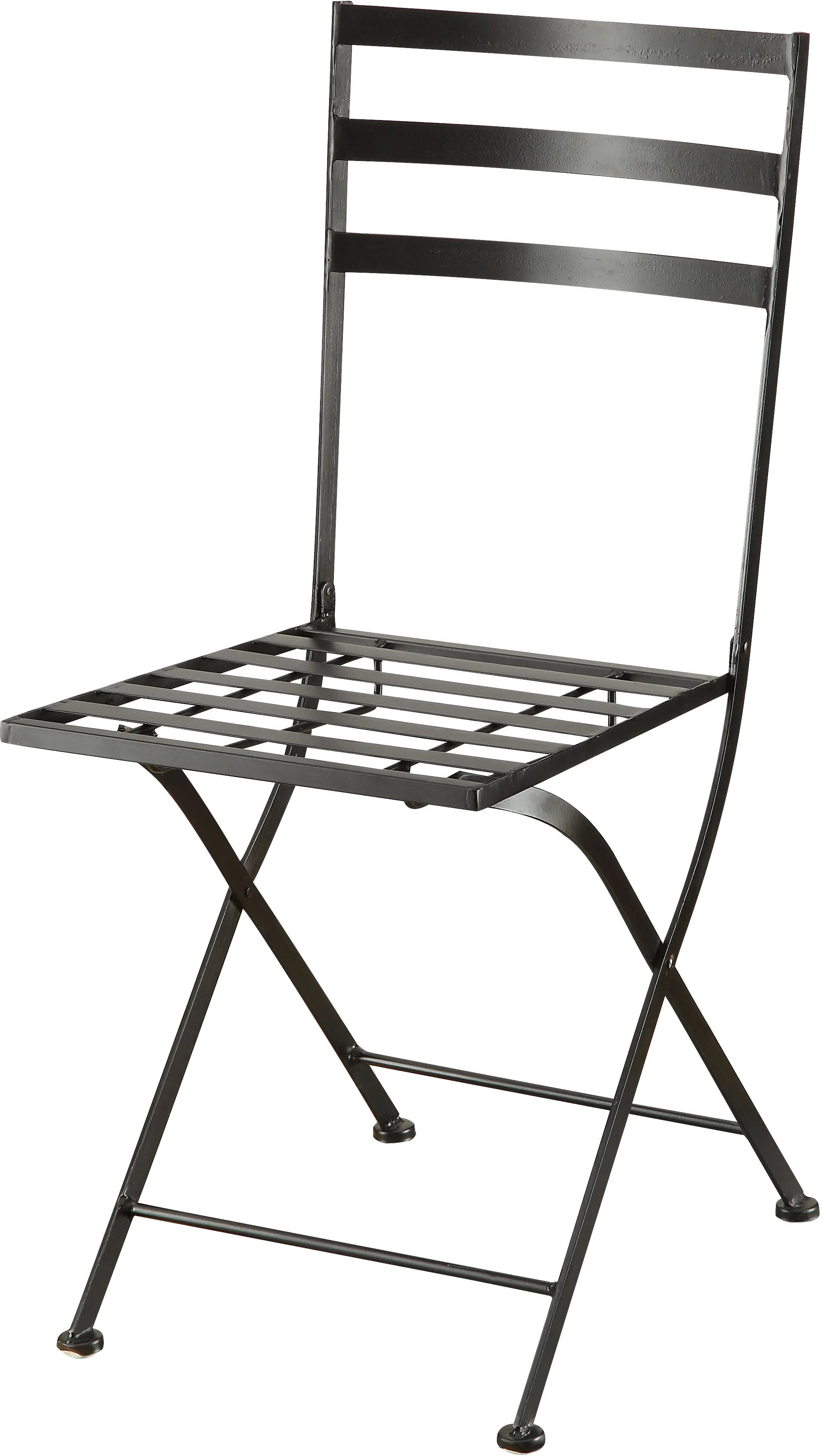 Set of 3 Black Metal Patio Chairs - Stone