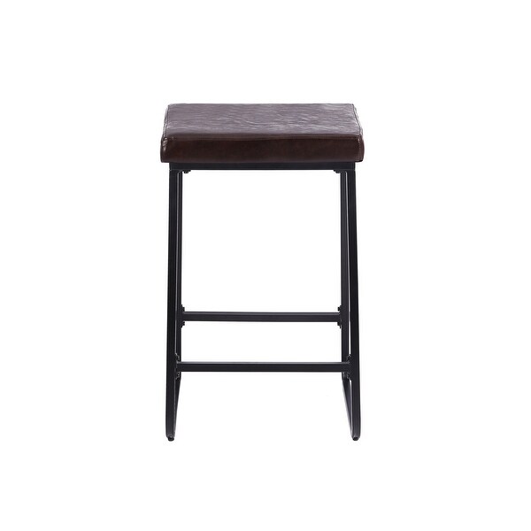 Porthos Home Senga Bar Stools Set of 2， PU Leather， Iron Legs