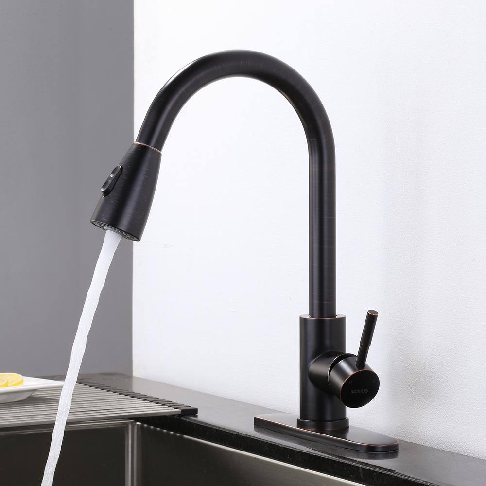 IVIGA Single Handle Pull Out Sprayer Kitchen Faucet Included Deckplate in Oil Rubbed Bronze VSK03RB