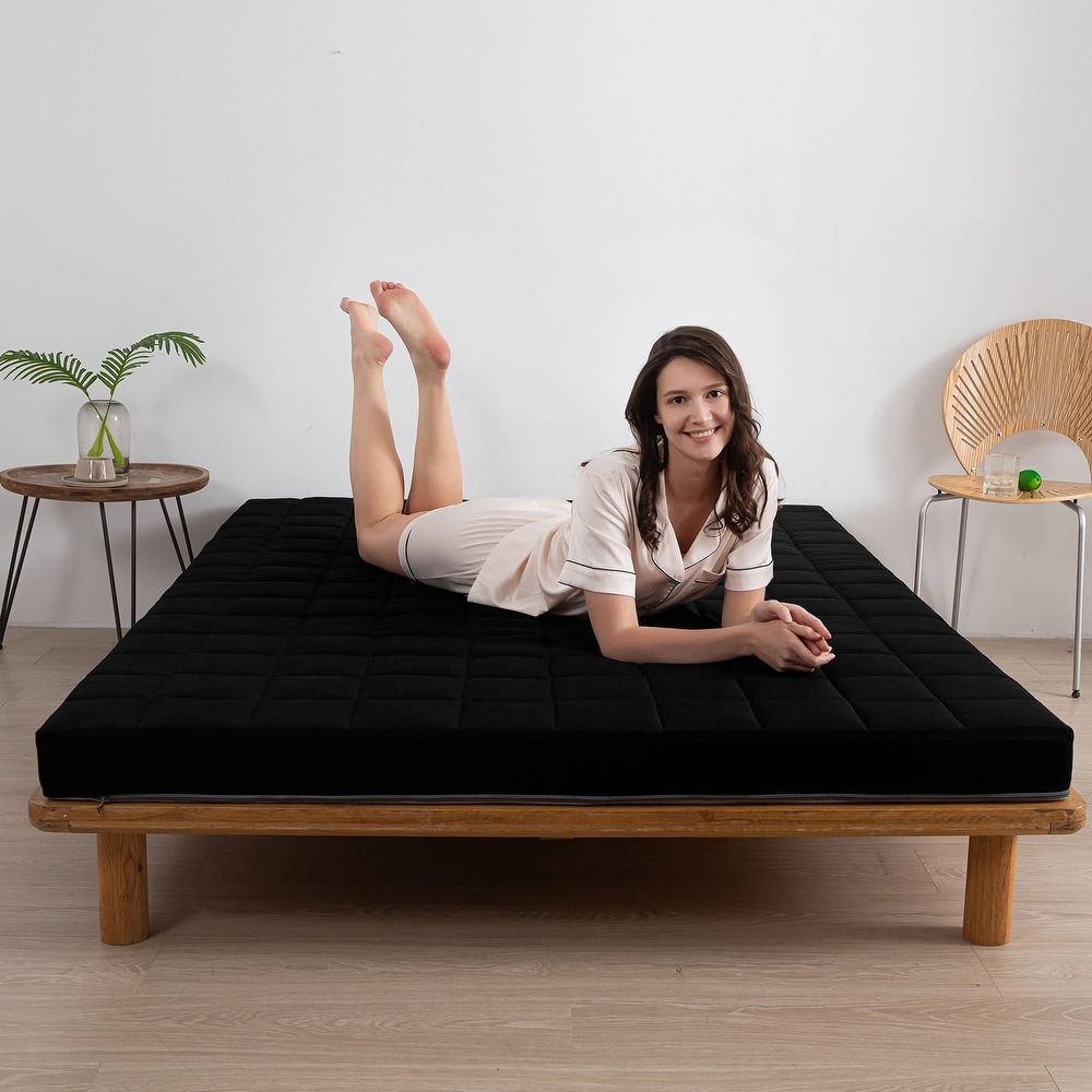 Black Grids Futon Mattress with Removable Cover