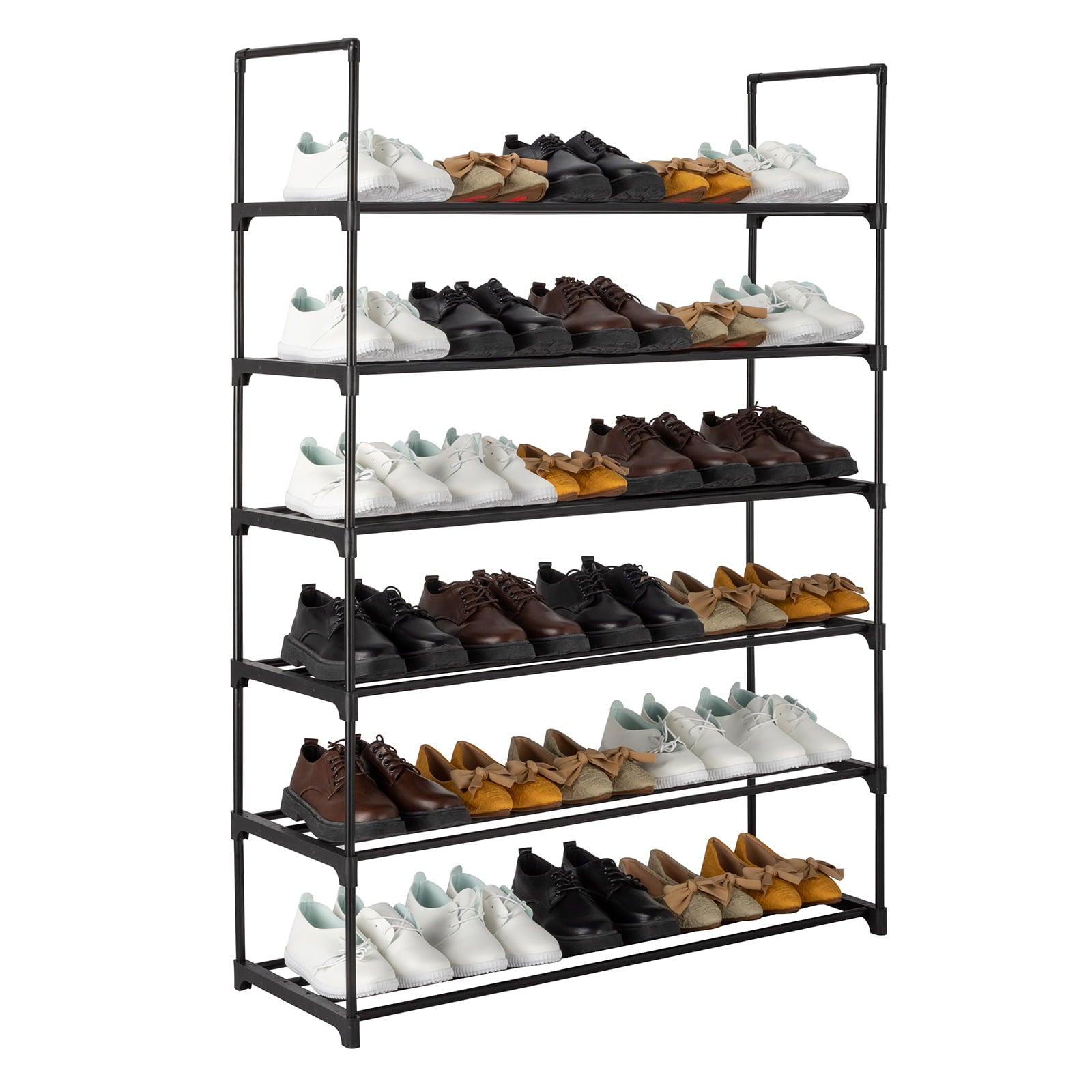 Ktaxon 6-Tier Metal Sturdy Shoe Rack Shelf Shoe Tower Stand 30- Pairs Shoe Storage Cabinet Organizer for Closet Entryway Bedroom Living Room Home, Black Finish