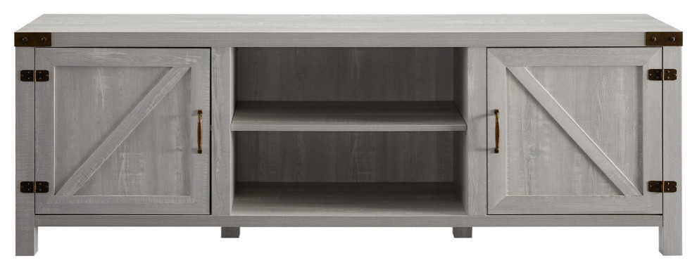 70 quotFarmhouse TV Stand with Barn Doors   Farmhouse   Entertainment Centers And Tv Stands   by Walker Edison  Houzz