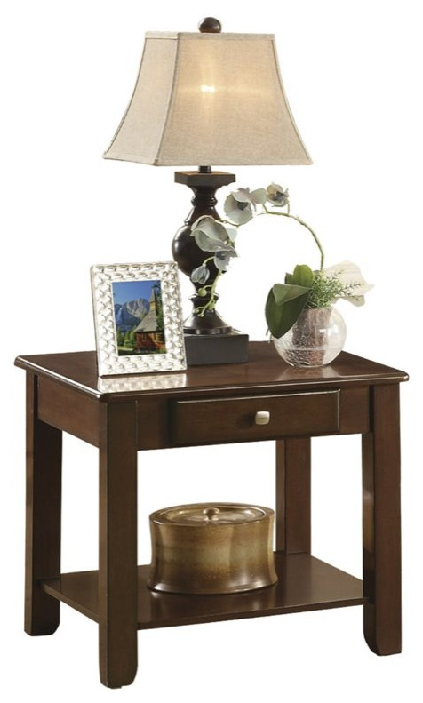 Lexicon Ballwin Wood 1 Drawer End Table in Dark Cherry   Transitional   Side Tables And End Tables   by Homesquare  Houzz