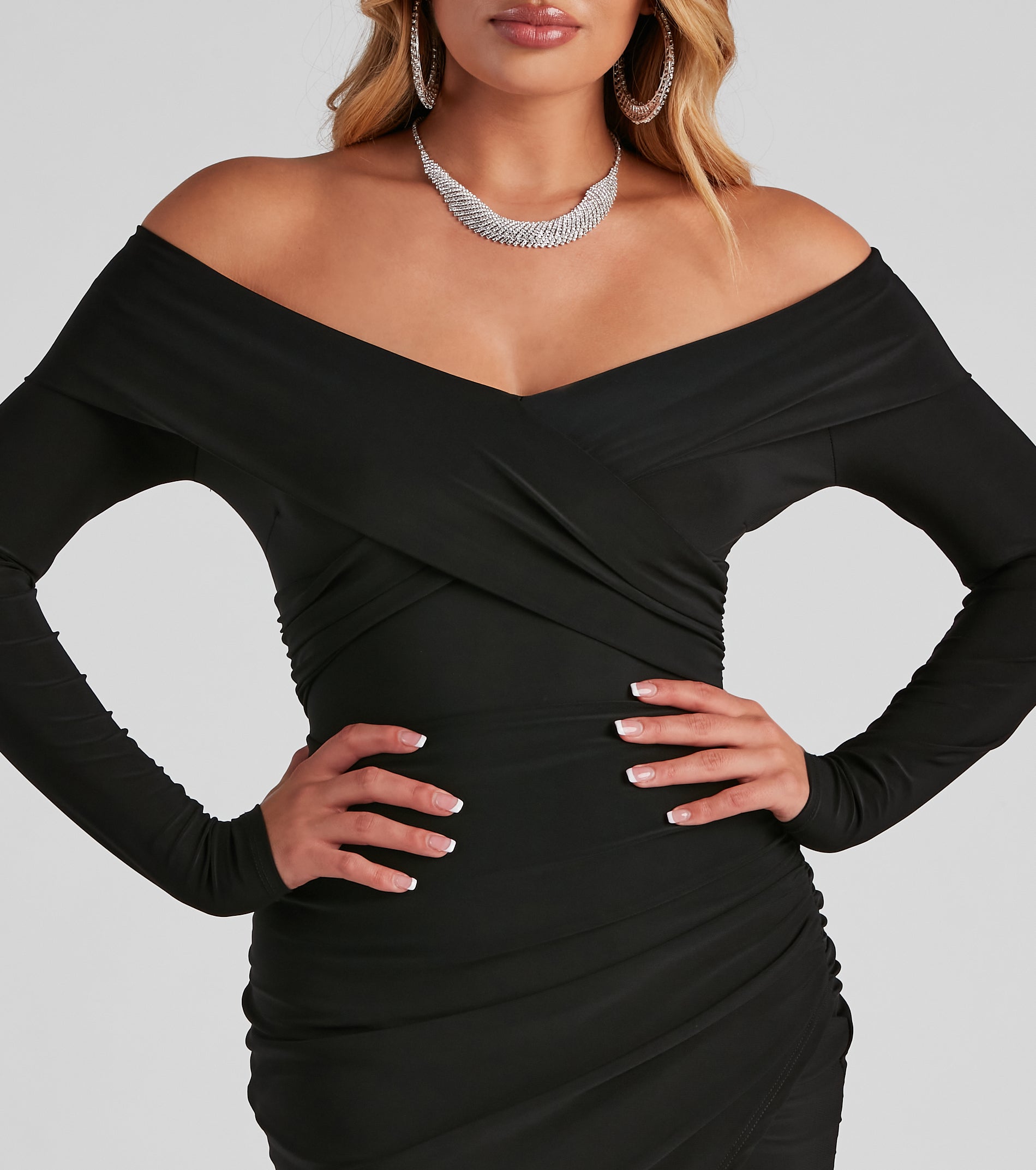 Kristy Off-The-Shoulder Formal Midi Dress