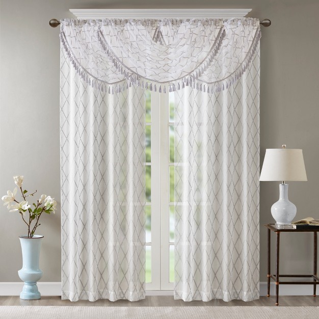 Clarissa Diamond Sheer Embroidered Waterfall Valance