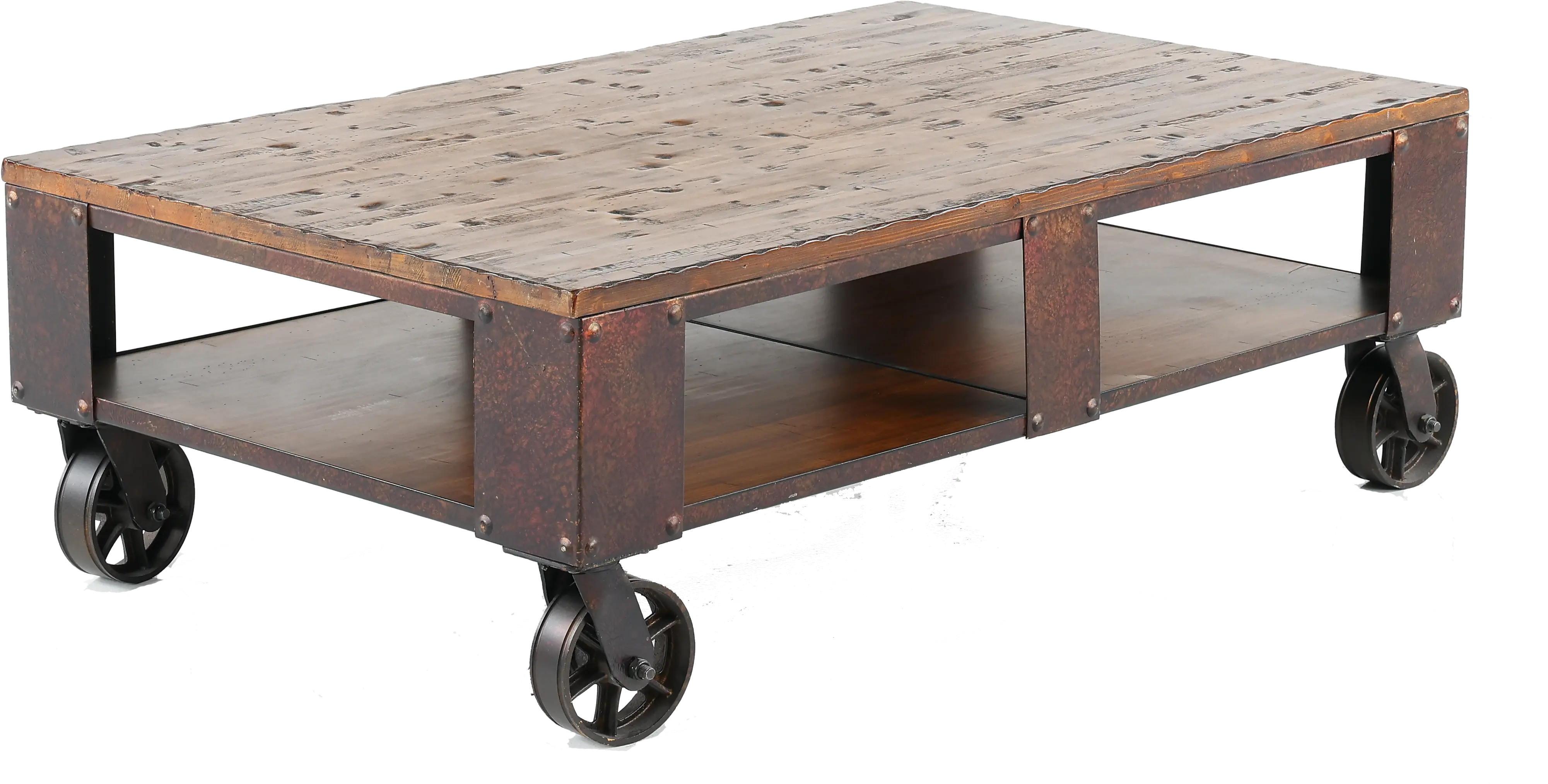 Pinebrook Industrial Coffee Table on Wheels