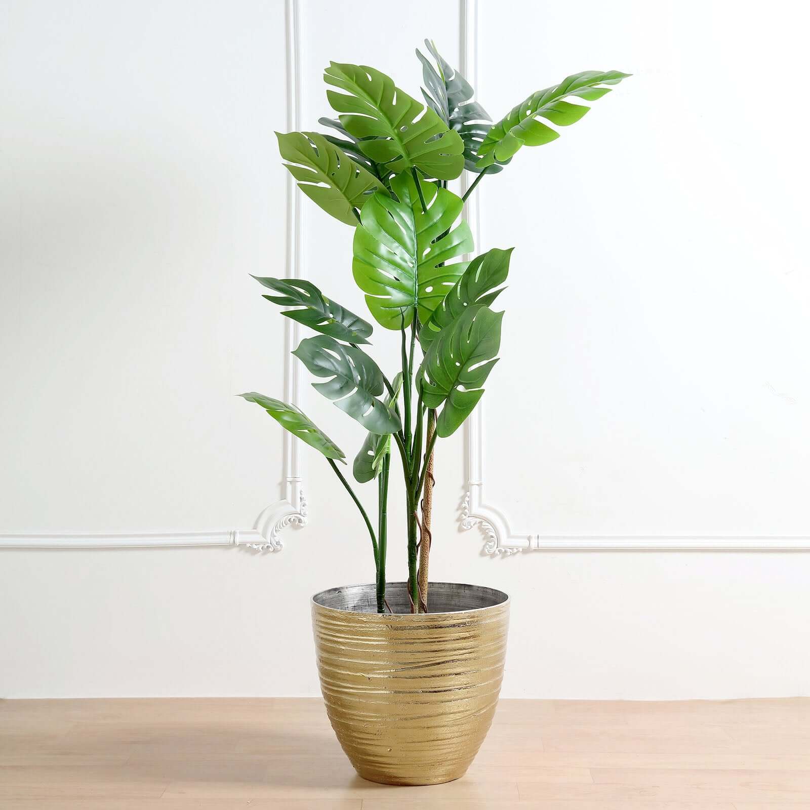 Metallic Gold Textured Finish Large Indoor Flower Plant Pot, Decorative Indoor/Outdoor Planter 12