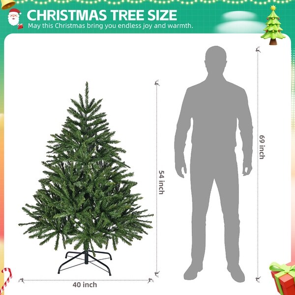 4.5ft Artificial Premium Hinged Spruce Full Christmas Tree with Metal Stand and 663 Tips