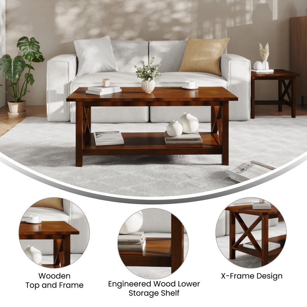 Classic Solid Wood Farmhouse Coffee Table