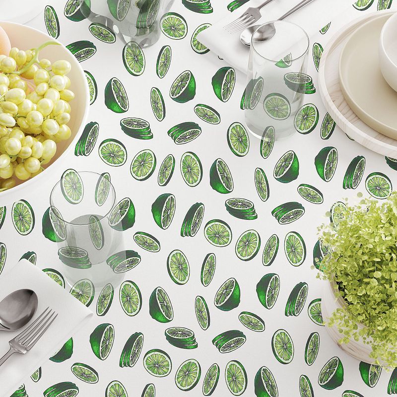 Square Tablecloth， 100% Cotton， 60x60， Cocktail Limes