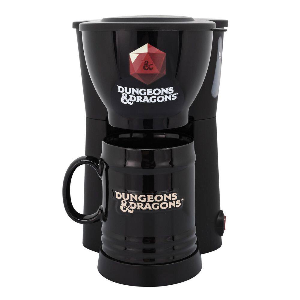 Uncanny Brands Black Dungeons  Dragons Single Cup Coffee Maker with Molded Mug CM-DAD-ST1