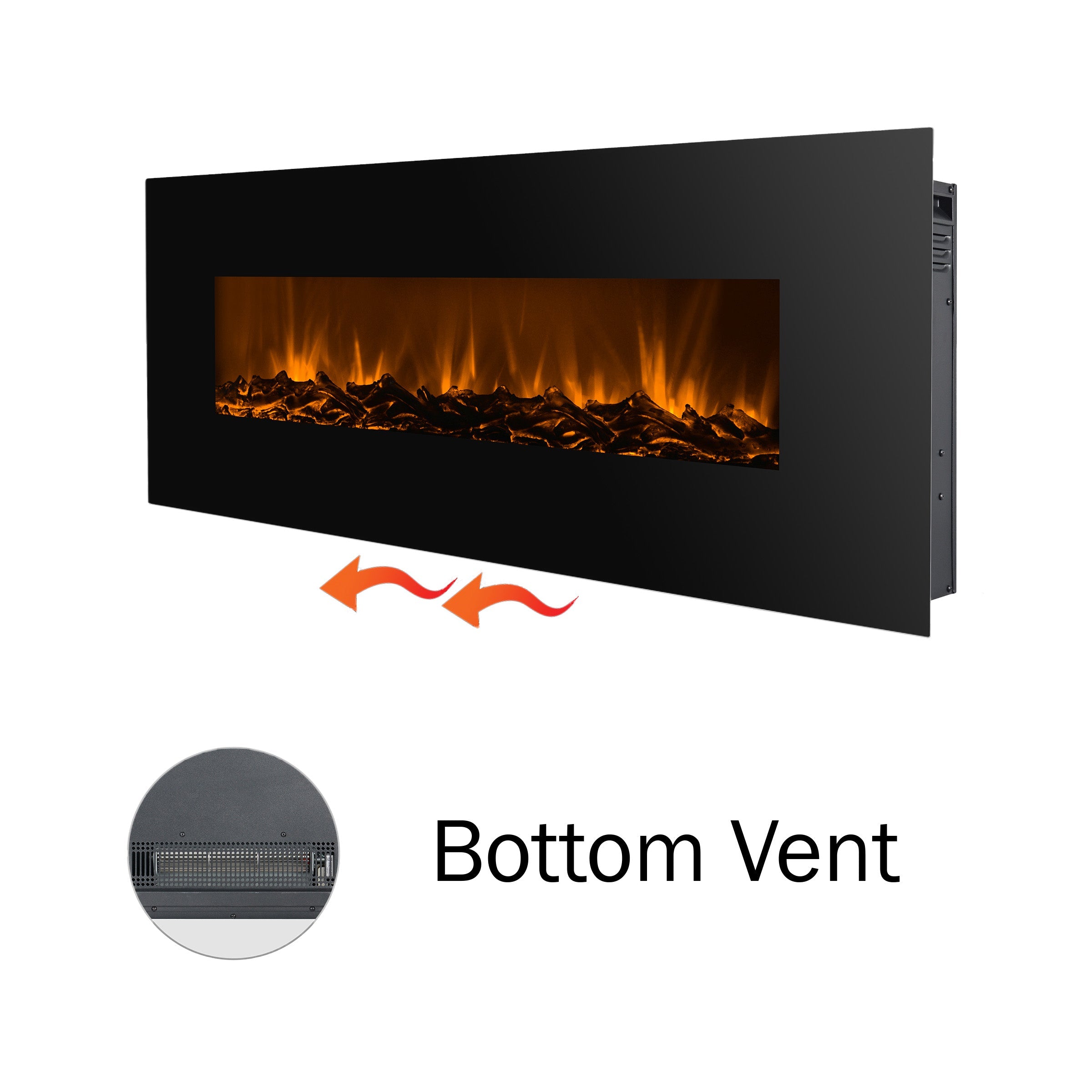 Somerset Home 50" Electric Fireplace, Wall Mount (Black)