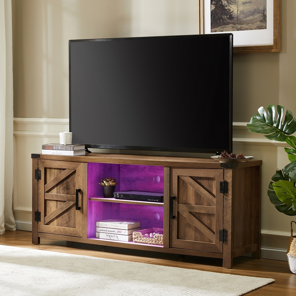 Farmhouse Barndoor TV Stand Entertainment Center for TVs up to 70 inch