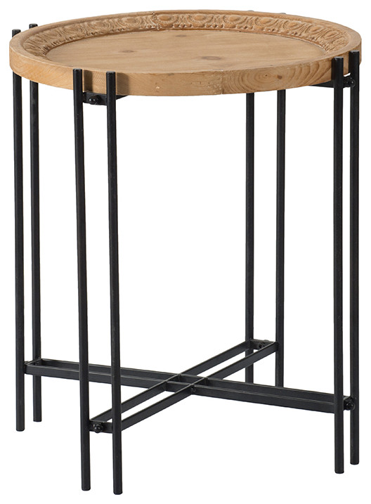 Wood Iron Side Table D21.5x24 quot  Industrial   Side Tables And End Tables   by GwG Outlet  Houzz