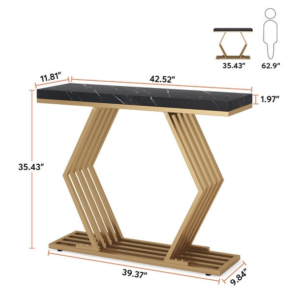 Tribesigns 42 inches Modern Gold Console Table with Geometric Metal Base