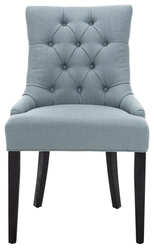 Liddie 19  x27 x27H Side Chairs Silver Nail Heads set of 2 Sky Blue   Transitional   Dining Chairs   by Peachtree Fine Furniture  Houzz