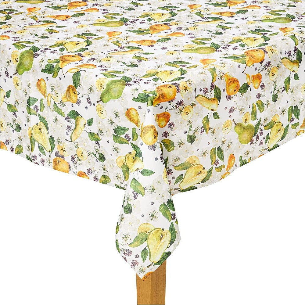 Violet Linen European Pears Flowers Pattern Tablecloth