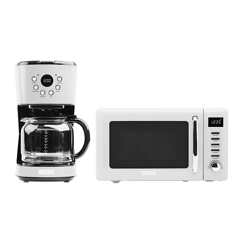 Haden Heritage 12 Cup Programmable Coffee Maker with Countertop Microwave， Ivory