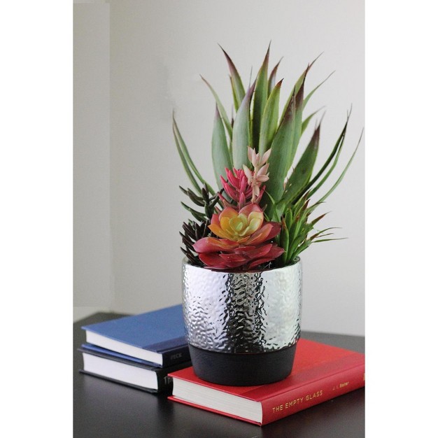 Succulents And Agave Artificial Potted Plant Green red