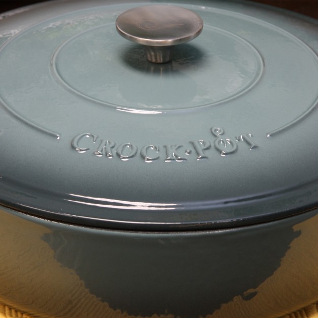 Crock Pot Artisan Enameled 5 Quart Cast Iron Round Braiser Pan With Self Basting Lid In Slate Grey