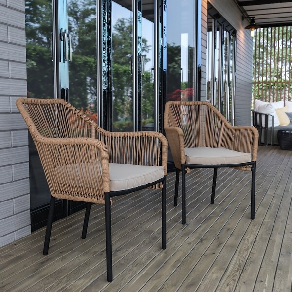 Woven Indoor/Outdoor Stacking Club Chairs