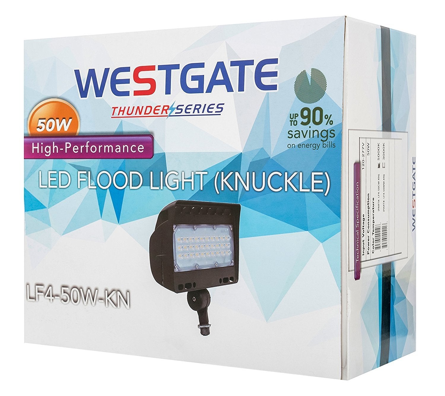 Westgate Outdoor LED Yard Security Floodlight – Aluminum Housing – Dimmable - High Lumen - Waterproof IP65 - 120-227V - (50 Watt， 3000K Warm White)