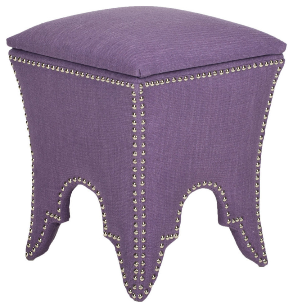 Rita Ottoman  Silver Nail Heads Lavender   Contemporary   Footstools And Ottomans   by Rustic Home Furniture Deco  Houzz