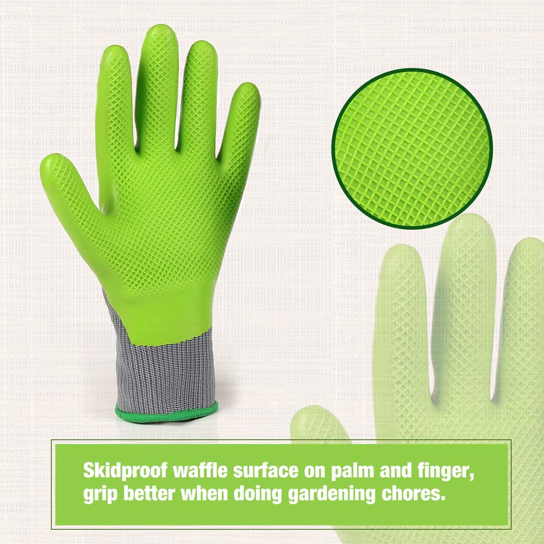 WORKPRO 6 Pairs Garden Gloves, Work Glove with Eco Latex Palm Coated, Working Gloves for Weeding, Digging, Raking and Pruning(L)