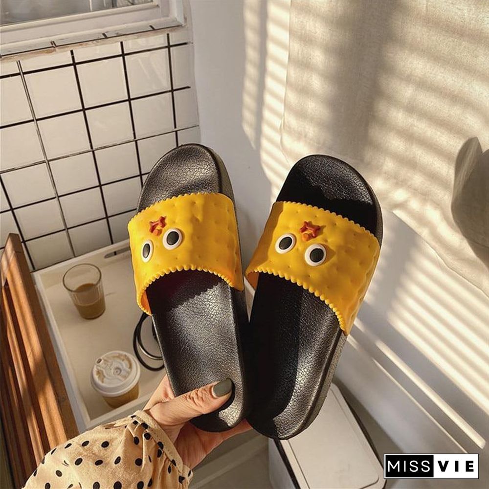 Cute Cartoon Indoor Outside Slippers Women Bathroom Shower Slippers Anti-slip Home Floor Shoes Lovers Beach Slides Sandals