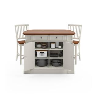 HOMESTYLES Americana White Kitchen Island with Seating 5002-948