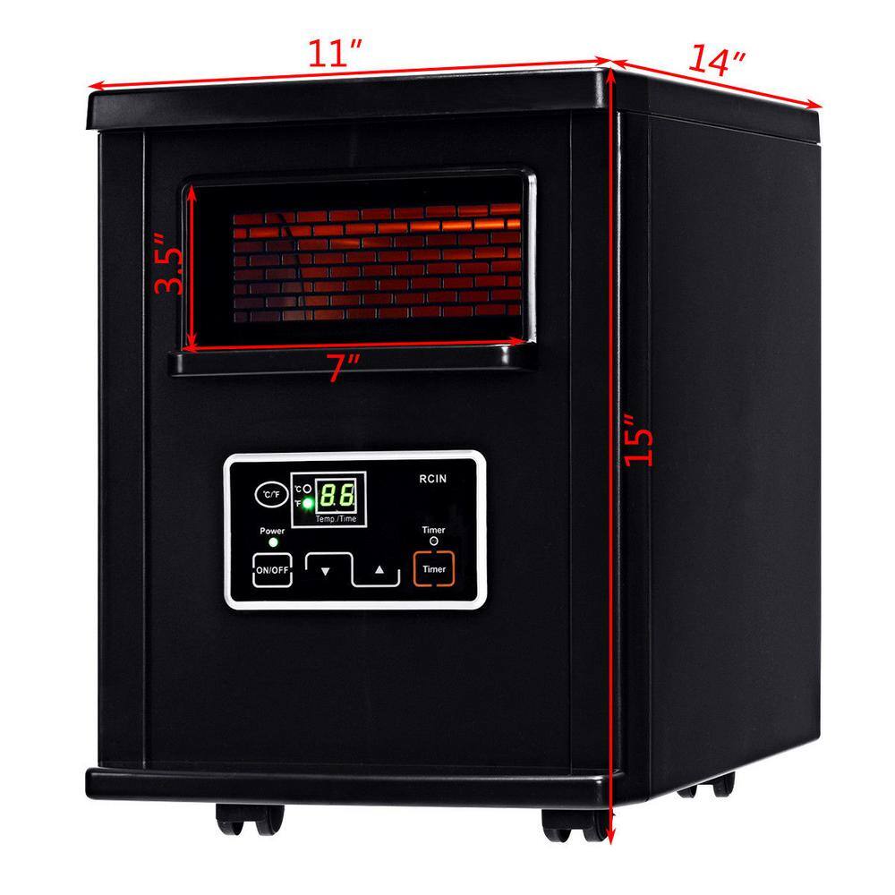 Costway 1500-Watt Electric panel Portable Infrared Quartz Space Heater Remote Black GHM0472