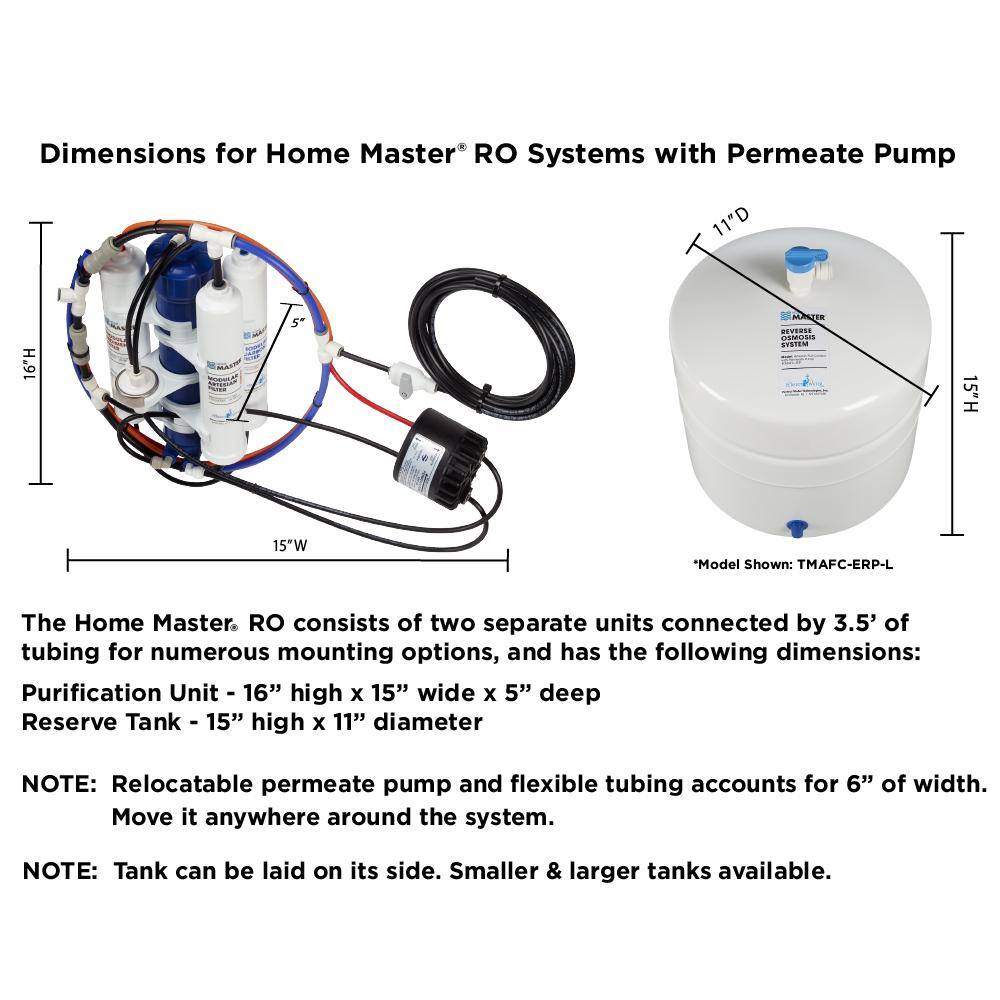 Home Master Artesian Full Contact with Permeate Pump Loaded Under Sink Reverse Osmosis Water Filter System TMAFC-ERP-L