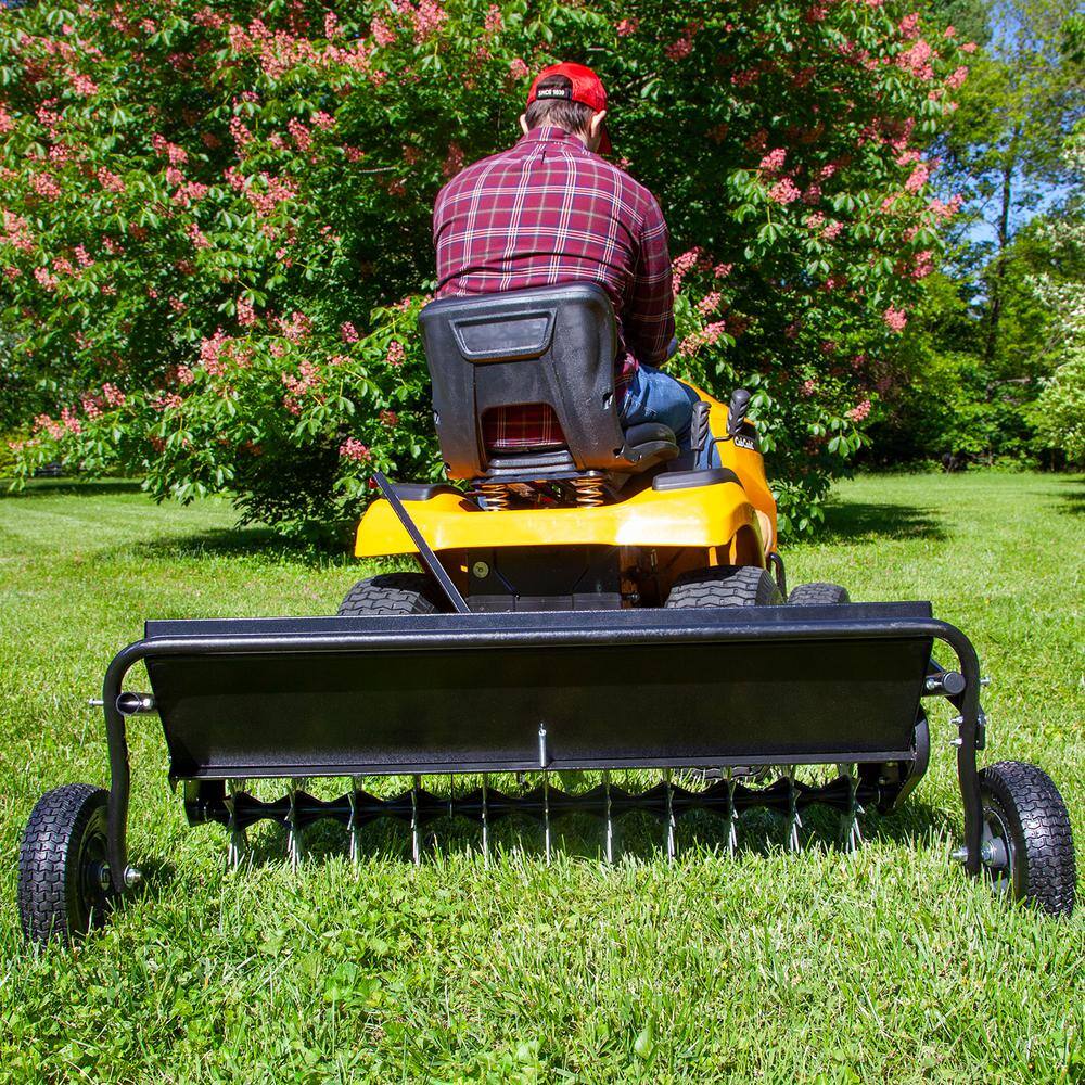 Brinly-Hardy AS2-40BH-G 40 in. Tow-Behind Combination Aerator Spreader with 3-D Steel Tines and Pneumatic Tires