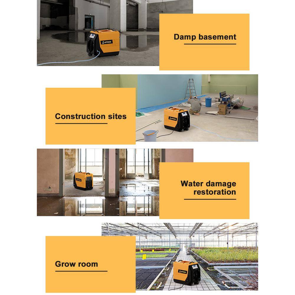 Runesay 180 pt. 6000 sq.ft. Auto Defrost Industrial Commercial Dehumidifier in YellowsGolds with Pump for Large Space DHOXR180C7131