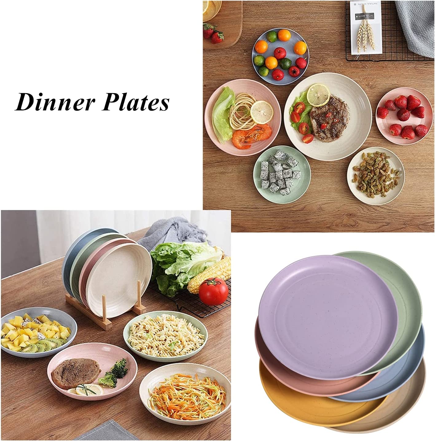 Wheat Straw Plate Lightweight Unbreakable Dinner Plate Set