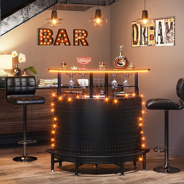 3-Tier Smart Bar Unit with Led Lights Liquor Bar Table