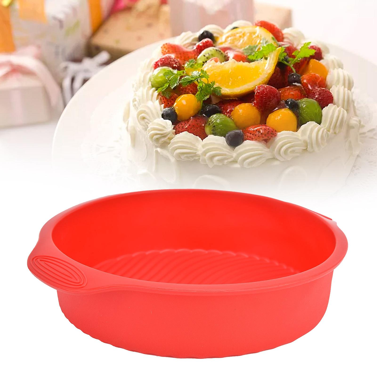 Round Silicone Baking Pans， Non Stick Cake Molds Pan Quick Release Baking Pans With Handles For Layer Cake， Cheese Cake And Chocolate Cake[red]