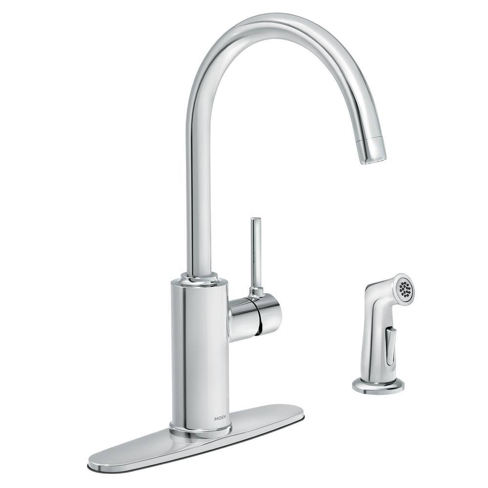 MOEN Sombra Single-Handle Standard Kitchen Faucet with Side Sprayer in Chrome 87702