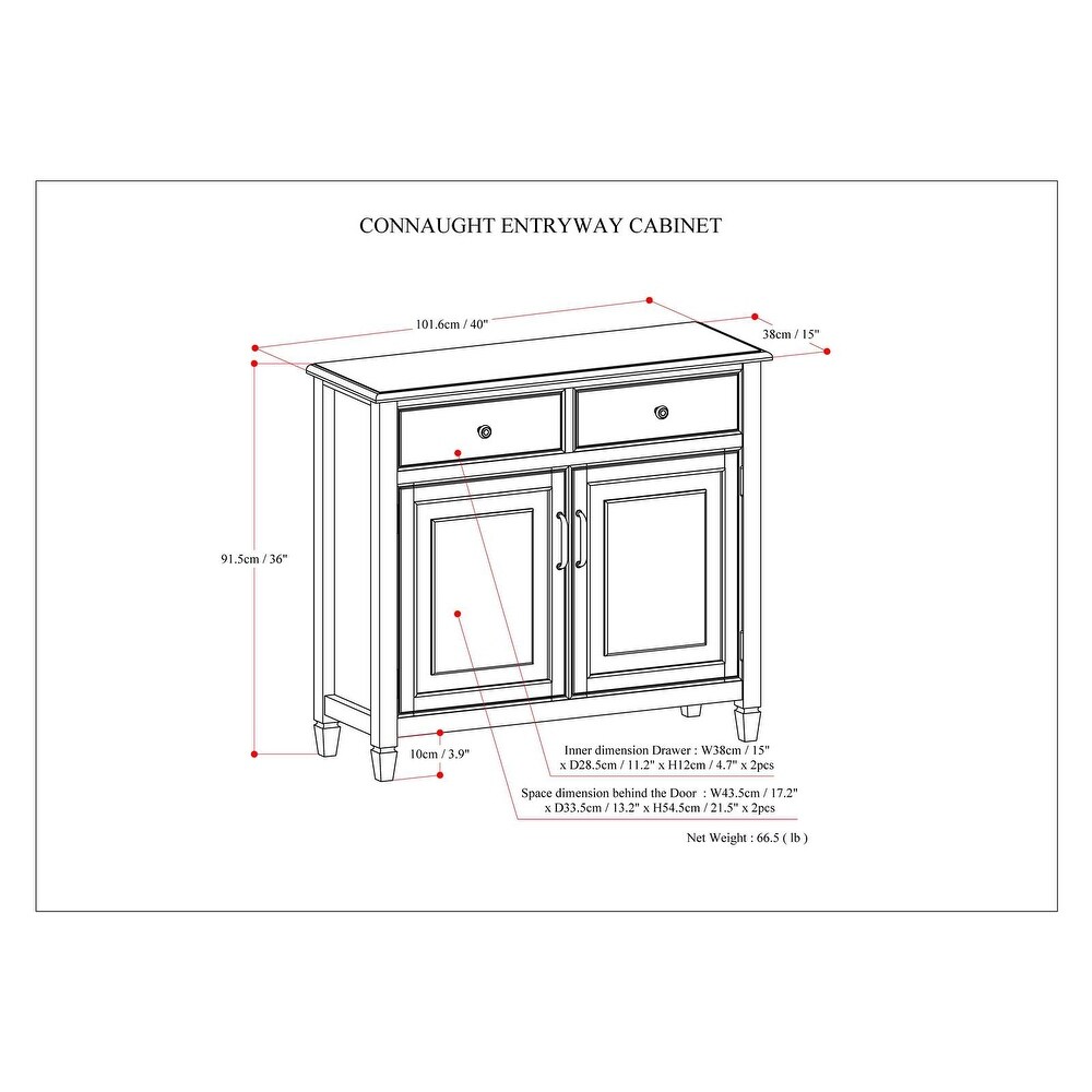 WYNDENHALL Hampshire Solid Wood Traditional Entryway Storage Cabinet   40\