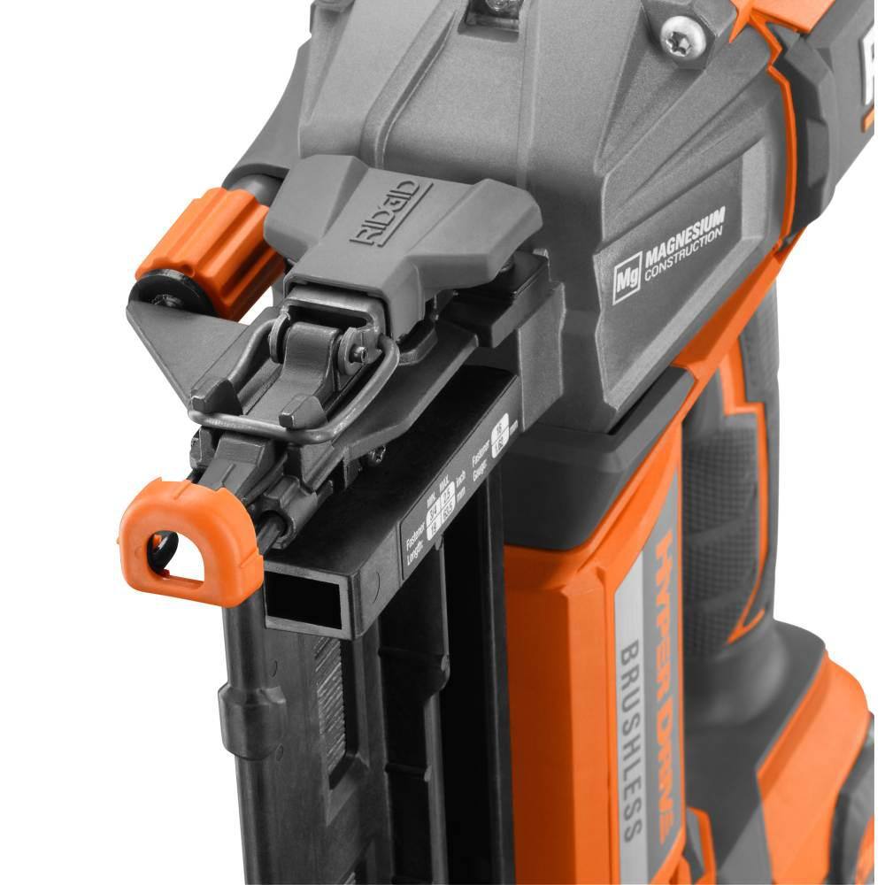 RIDGID 18V Brushless Cordless HYPERDRIVE 16-Gauge 2-12 in Straight Finish Nailer 2 Ah Battery Charger Belt Clip and Bag R09892K