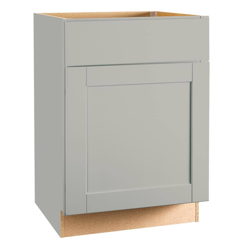 Hampton Bay Shaker 24 in. W x 24 in. D x 34.5 in. H Assembled Base Kitchen Cabinet in Dove Gray with Ball-Bearing Drawer Glides KB24-SDV