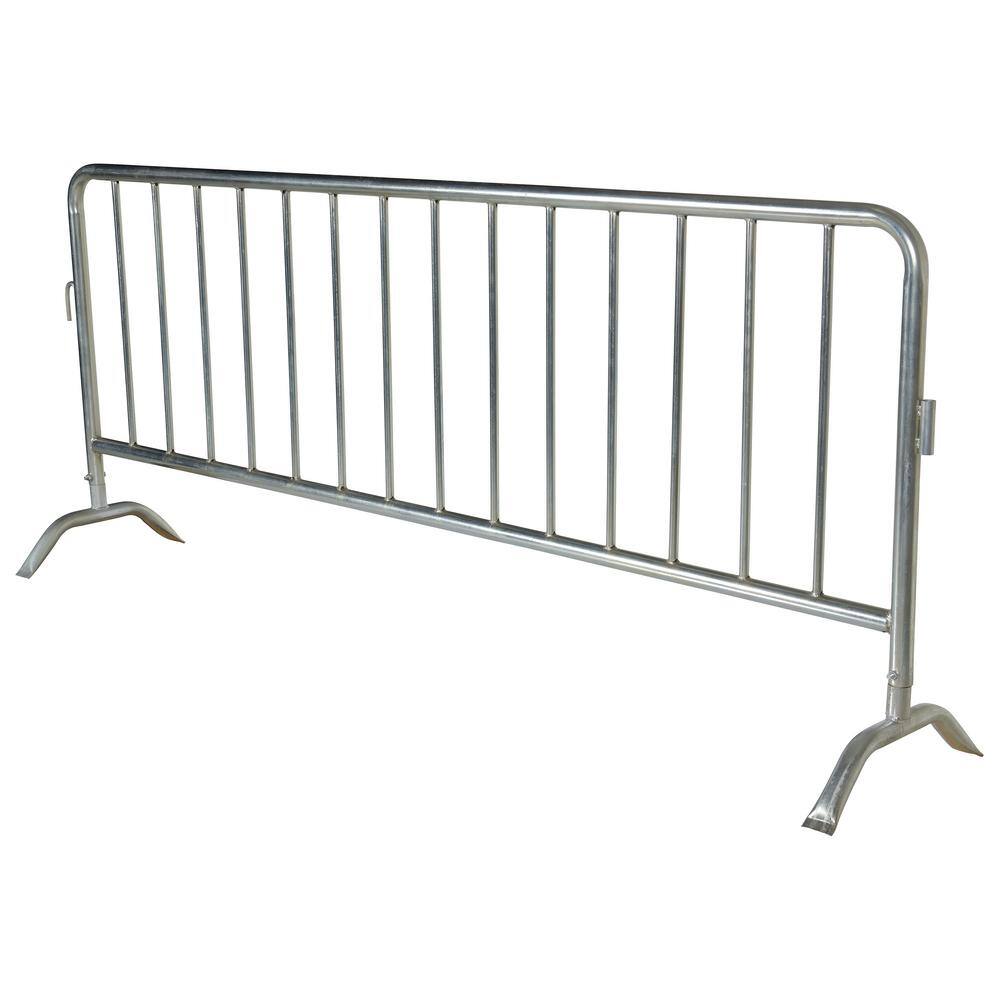 Vestil Heavy Duty Galvanized Steel Crowd Control Interlocking Barrier with Both Curved Feet PRAIL-102-HD-G