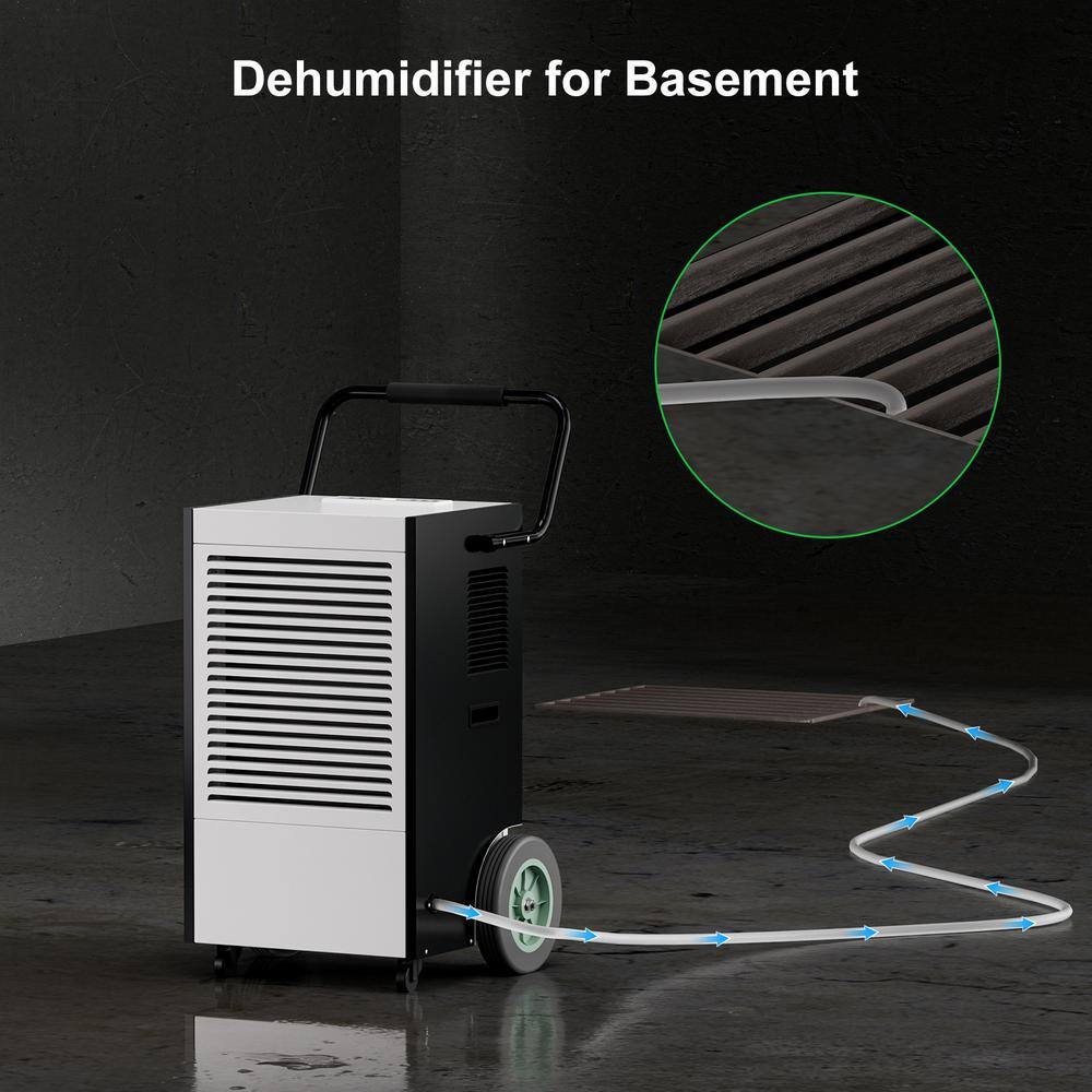 Edendirect 225 pt. 8000 sq.ft. Bucketless Commercial Dehumidifier in White with Drain Hose Hard Case Industrial Dehumidifier WXKJRY20052402