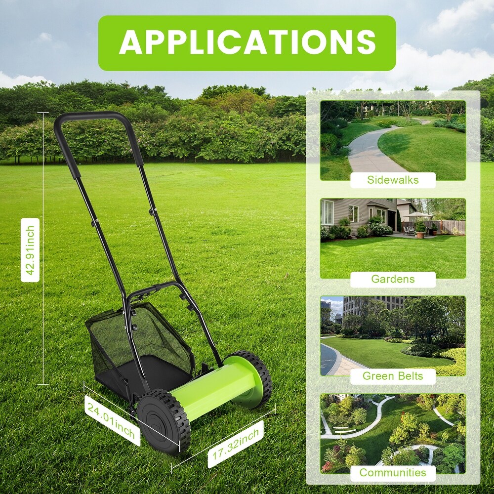 12 Inch 5 Blade Push Reel Manual Lawn Mower