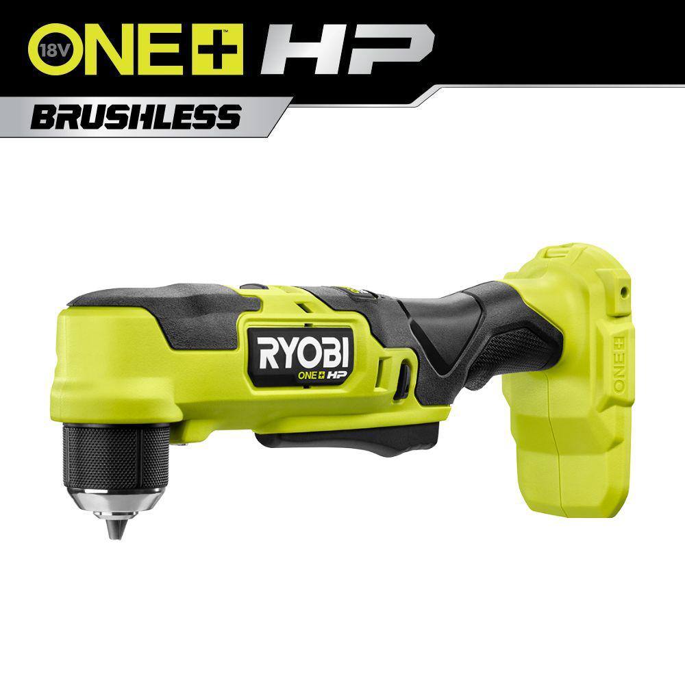 RYOBI ONE+ HP 18V Brushless Cordless Compact 38 in. Right Angle Drill (Tool Only) with 40-Piece Impact Driving Bit Set PSBRA02B-AR2038