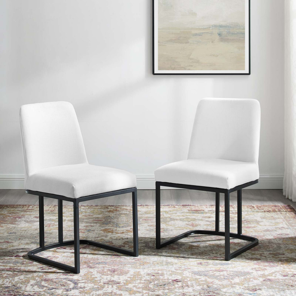 Side Dining Chair  Set of 2  Fabric  Metal  Black Gray  Modern  Cafe Bistro   Transitional   Dining Chairs   by House Bound  Houzz